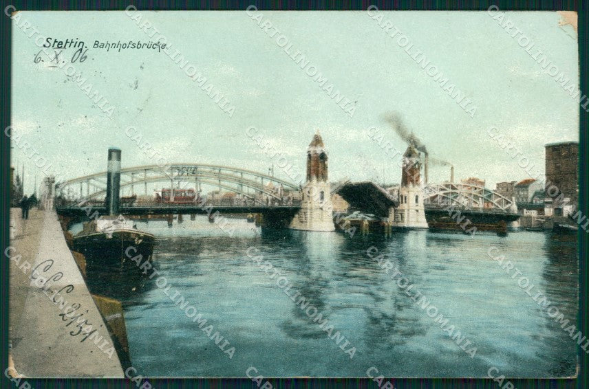 Polen Szczecin Stettin Bahnhofsbrucke AK ansichtskarten XC8083 – fronte