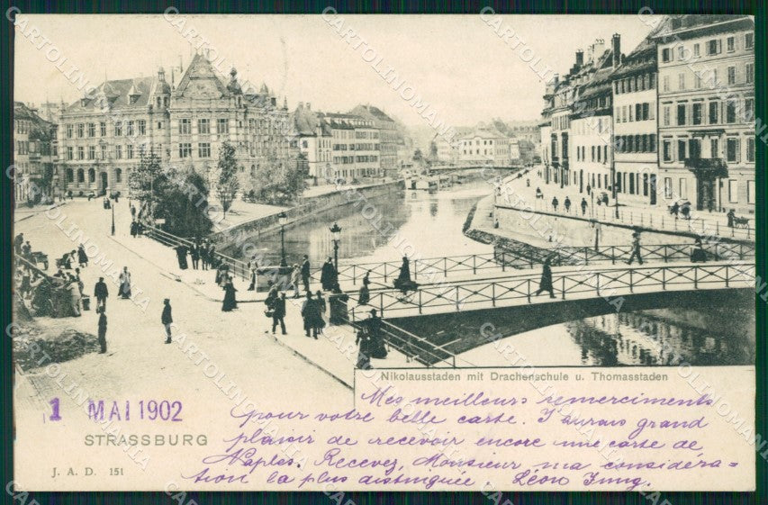 France Alsace Strassburg Nikolausstaden Drachenschule AK ansichtskarten XC8104 – fronte
