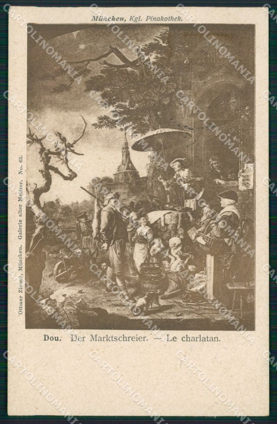Motive Pinakothek Munchen Dou Der Marktschreier AK ansichtskarten XC8366 – fronte