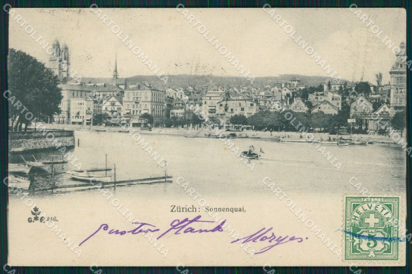 Swiss Schweiz Zurich Sonnenquai ABRADED AK ansichtskarten XC8398 – fronte