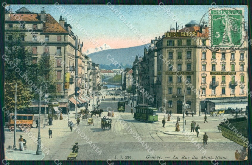 Swiss Schweiz Genf Geneve Rue Mont Blanc WRINKLES AK ansichtskarten XC8405 – fronte