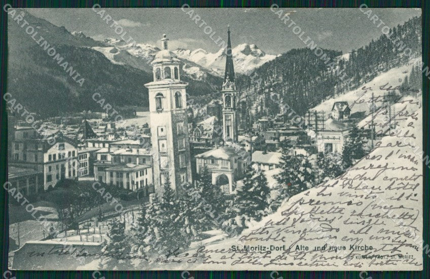 Swiss Schweiz Graubunden St Moritz Kirche AK ansichtskarten XC8407 – fronte