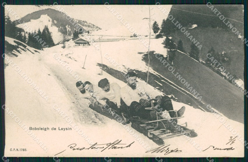 Swiss Schweiz Waadt Leysin Bobsleigh ABRADED AK ansichtskarten XC8457 – fronte
