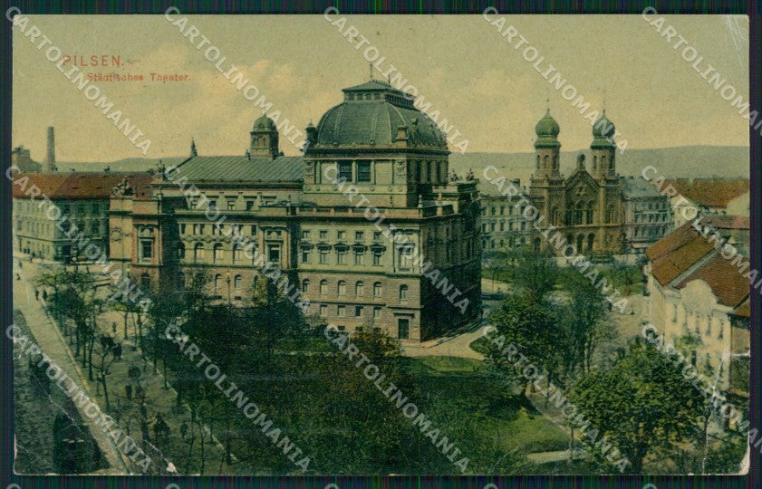 Czech Republic Plzen Pilsen Theater CORNER CREASED AK ansichtskarten XC8570 – fronte