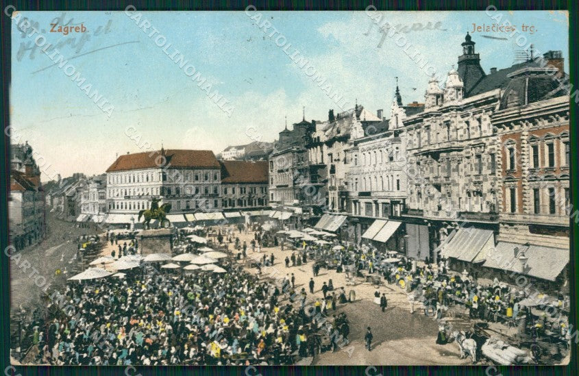 Kroatien Croazia Croatia Zagreb Jelacicev trg WRINKLE AK ansichtskarten XC8700 – fronte