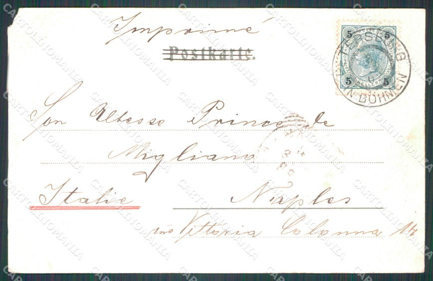 Czech Republic Petrohrad Schloss Petersburg Gruss ABRADED CREASED AK XC9215 – retro
