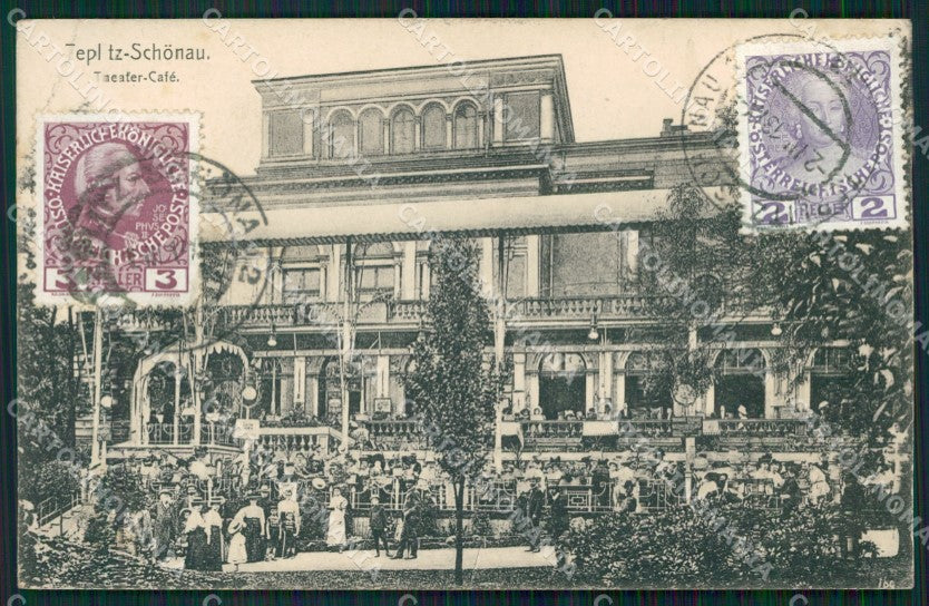 Czech Republic Teplice Teplitz Schonau Theater Cafe AK ansichtskarten XC9367 – fronte