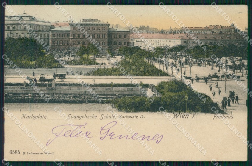 Osterreich Wien Karlsplatz Ledermann serie 6585 AK ansichtskarten XC9397 – fronte