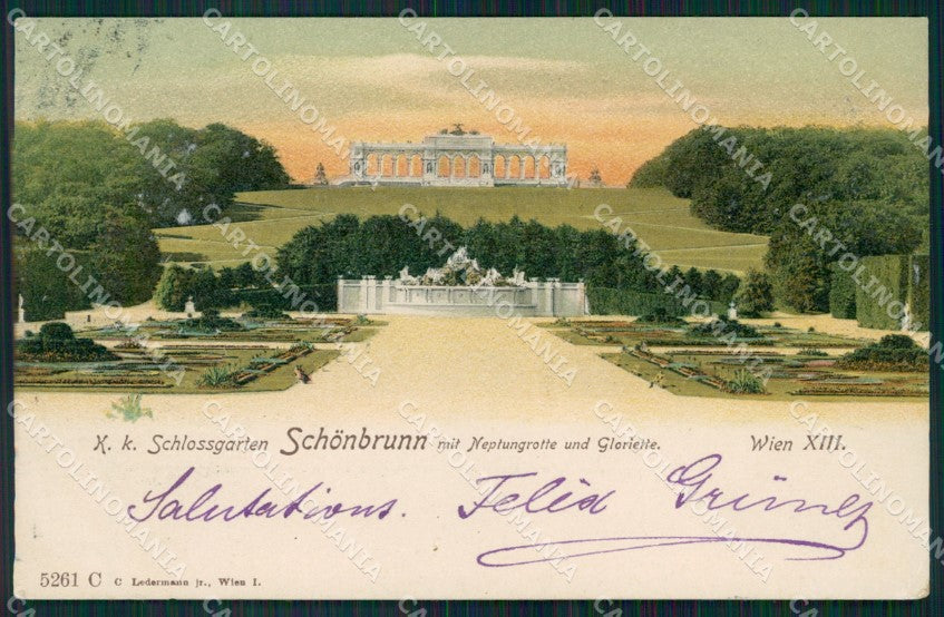 Osterreich Wien Schlossgarten Ledermann serie 5261 C AK ansichtskarten XC9404 – fronte