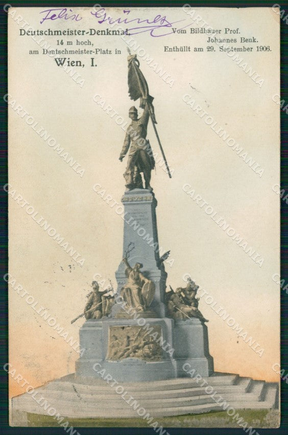 Osterreich Wien Deutschmeister Denkmal Ledermann serie 8288 AK XC9428 – fronte