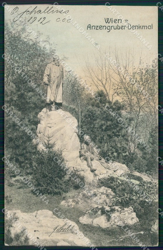 Osterreich Wien Anzengruber Denkmal CORNER CREASED AK ansichtskarten XC9479 – fronte