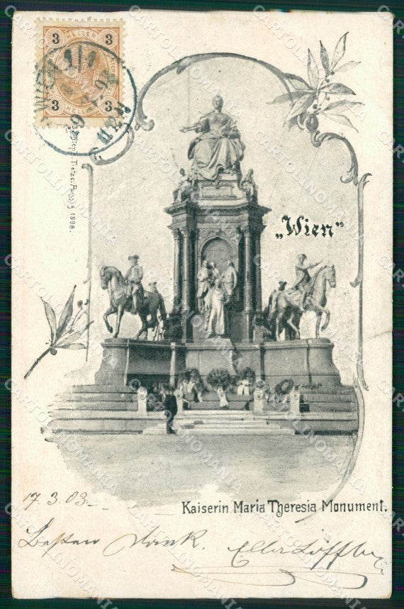Osterreich Wien Maria Theresia Monument TEARED CREASED AK ansichtskarten XC9524 – fronte