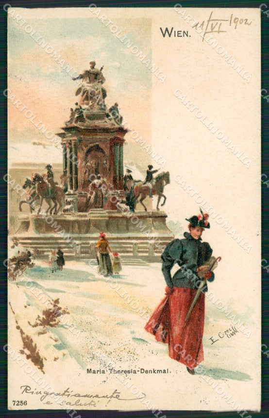 Osterreich Wien Maria Theresia Denkmal E Czech AK ansichtskarten XC9641 – fronte