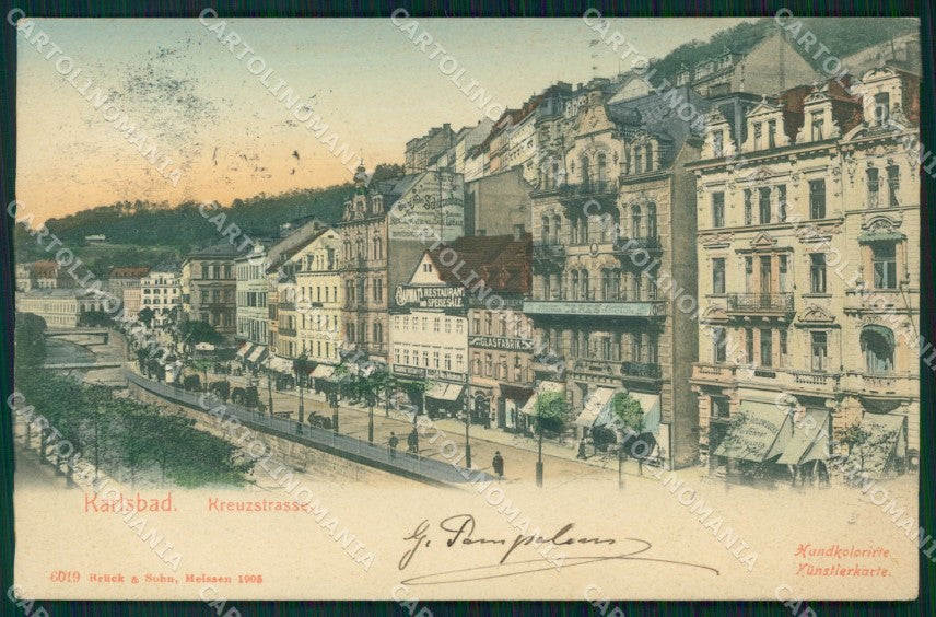 Czech Republic Karlovy Vary Karlsbad Kreuzstrasse AK ansichtskarten XC9699 – fronte