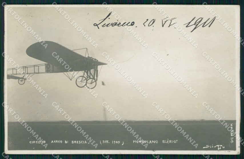 Brescia Circuito Aereo Aviazione 1909 Monoplano Bleriot Foto cartolina XC9808 – fronte