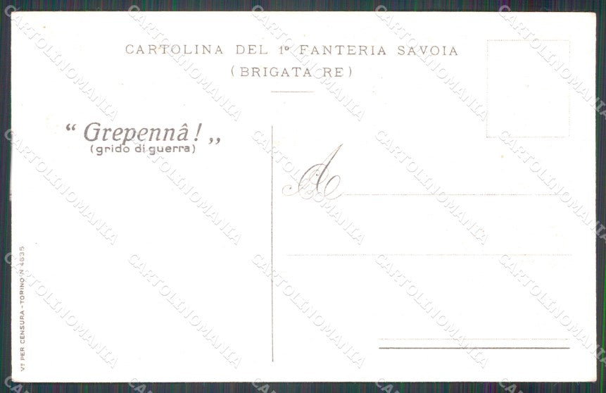 Militari I Reggimento Fanteria Savoia Brigata Re cartolina XF0001 – retro