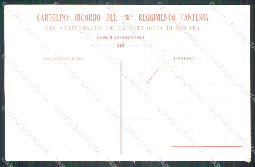 Militari IV Reggimento Fanteria Battaglia di Novara Bicocca cartolina XF0012 – retro