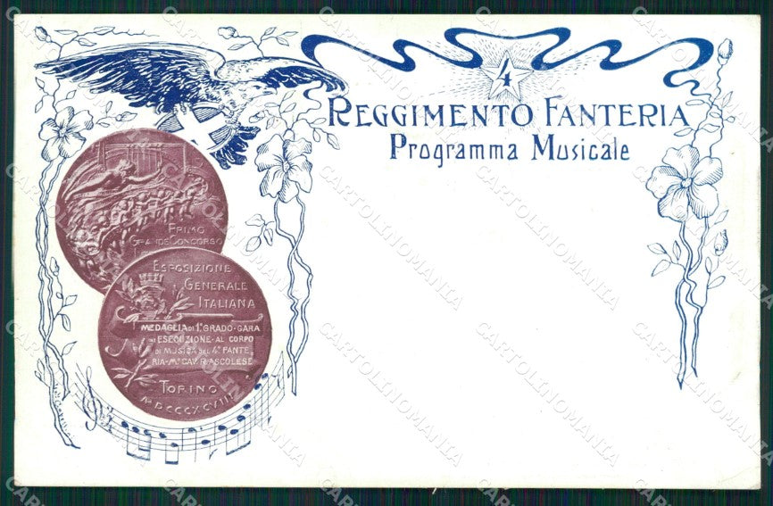Militari IV Reggimento Fanteria Programma Musicale cartolina XF0015 – fronte