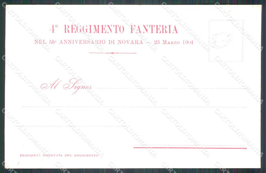Militari IV Reggimento Fanteria Piemonte Catalano Alfieri cartolina XF0016 – retro