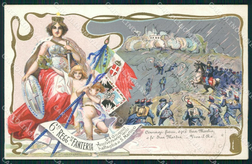 Militari VI Reggimento Fanteria Battaglia di San Martino cartolina XF0023 – fronte