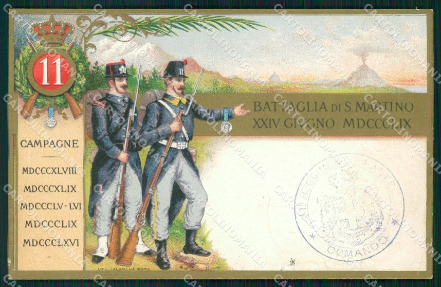 Militari 11º Reggimento Fanteria Battaglia San Martino cartolina XF0034 – fronte