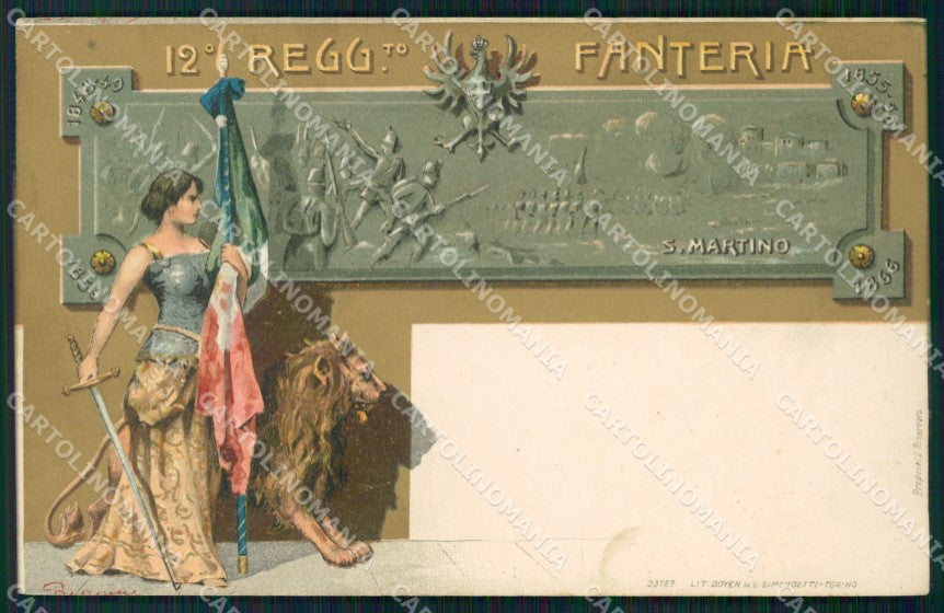 Militari 12º Reggimento Fanteria cartolina XF0039 – fronte