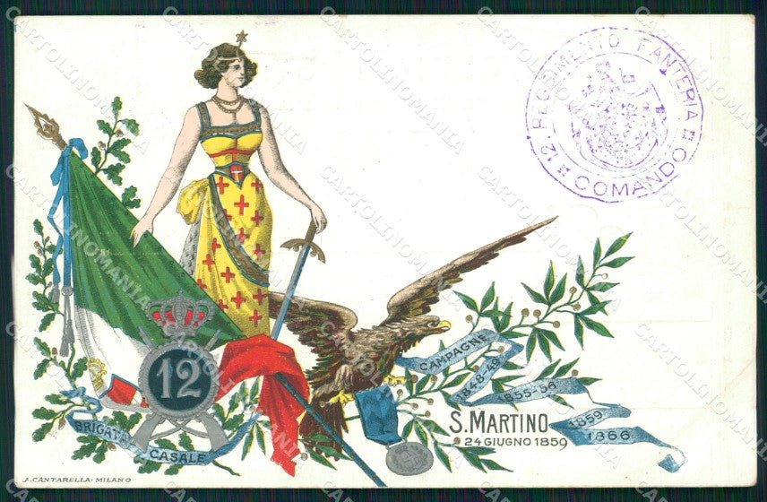Militari 12º Reggimento Fanteria Brigata Casale San Martino cartolina XF0040 – fronte