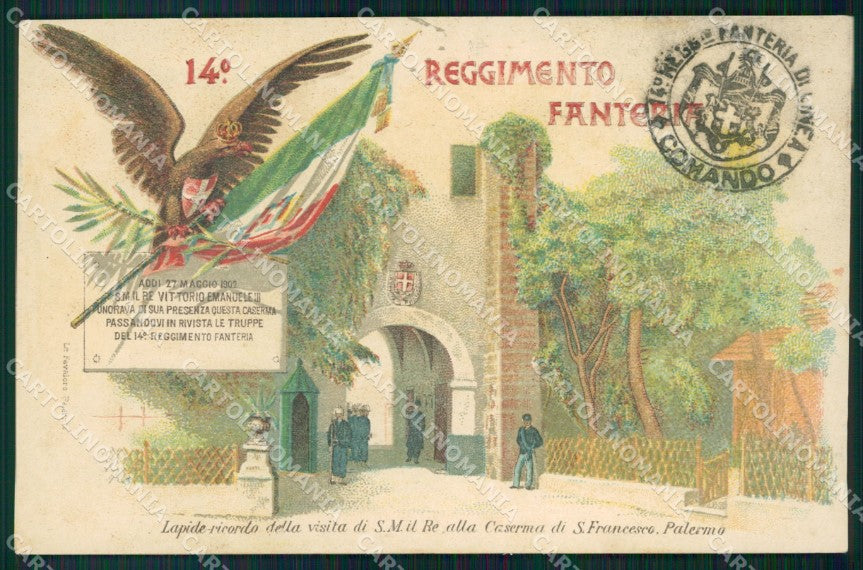 Militari 14º Reggimento Fanteria Palermo Caserma San Francesco cartolina XF0047 – fronte