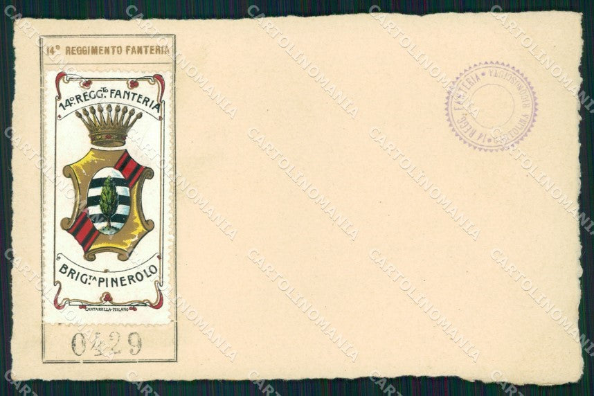 Militari 14º Reggimento Fanteria Brigata Pinerolo cartolina XF0051 – fronte