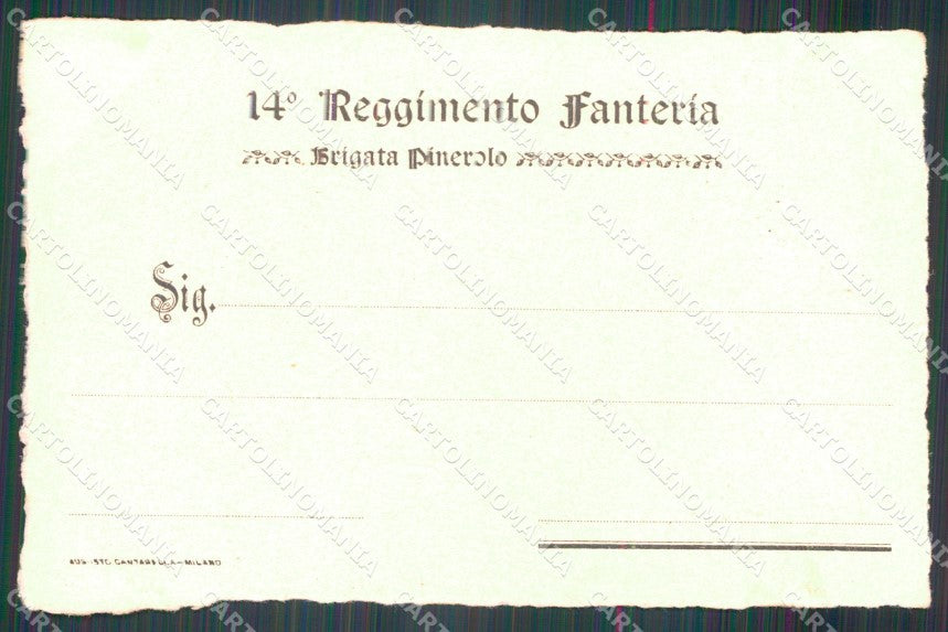 Militari 14º Reggimento Fanteria Brigata Pinerolo cartolina XF0051 – retro