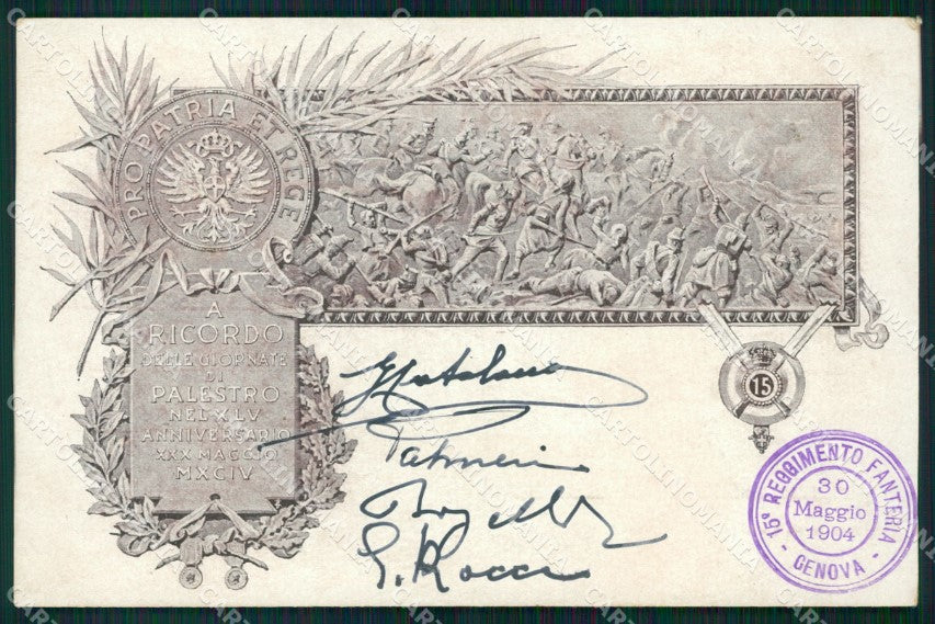 Militari 15º Reggimento Fanteria Ricordo Giornate Palestro cartolina XF0053 – fronte