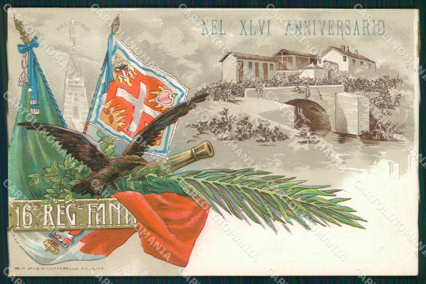 Militari 16º Reggimento Fanteria Palestro cartolina XF0058 – fronte