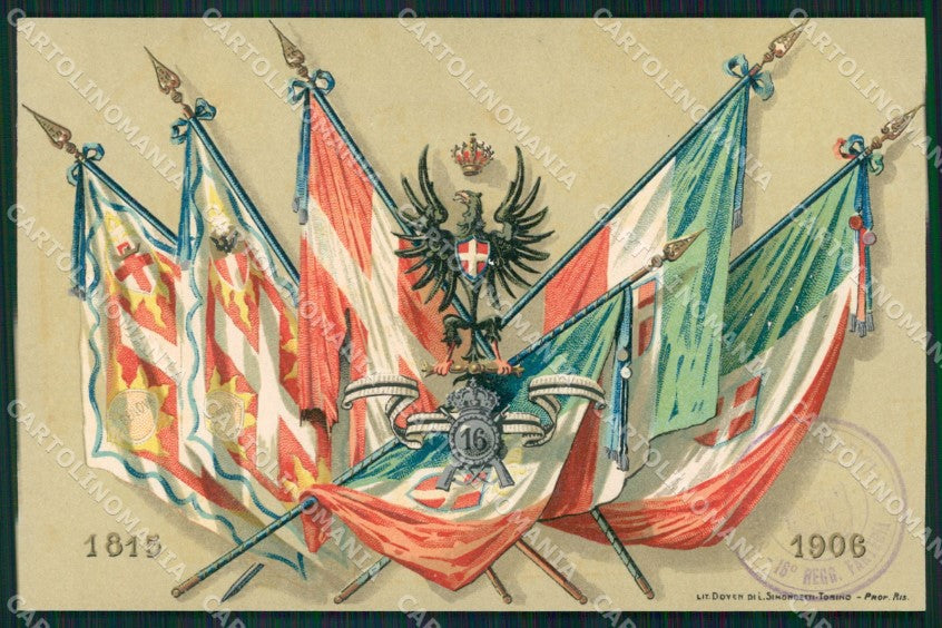 Militari 16º Reggimento Fanteria cartolina XF0059 – fronte