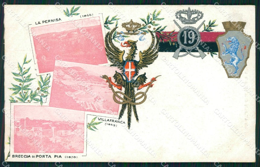 Militari 19º Reggimento Fanteria Villafranca Pernisa Porta Pia cartolina XF0068 – fronte