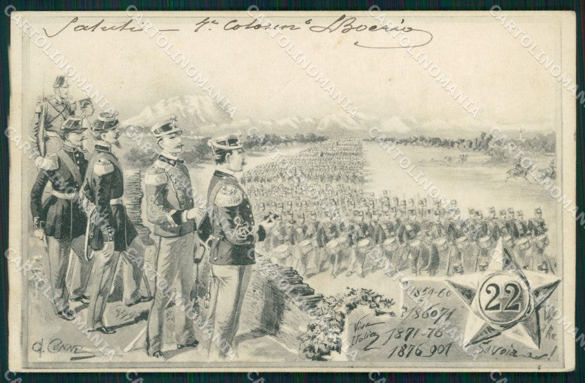 Militari 22º Reggimento Fanteria Cenni cartolina XF0074 – fronte