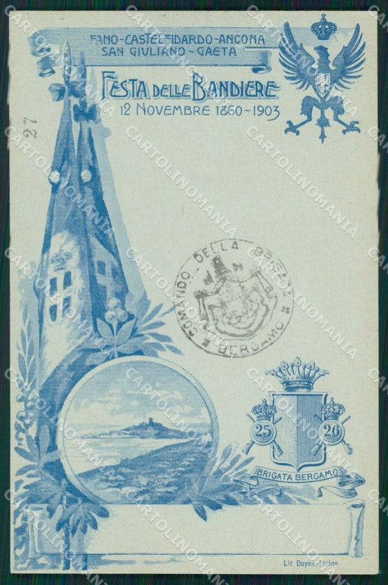 Militari 25º 26º Regg Fanteria Brigata Bergamo Festa Bandiere cartolina XF0083 – fronte