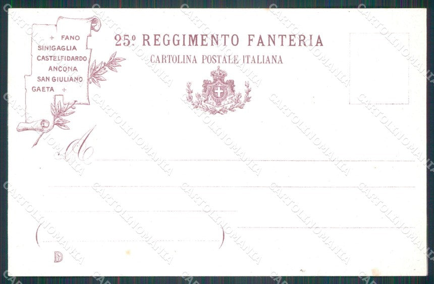 Militari 25º Reggimento Fanteria cartolina XF0089 – retro