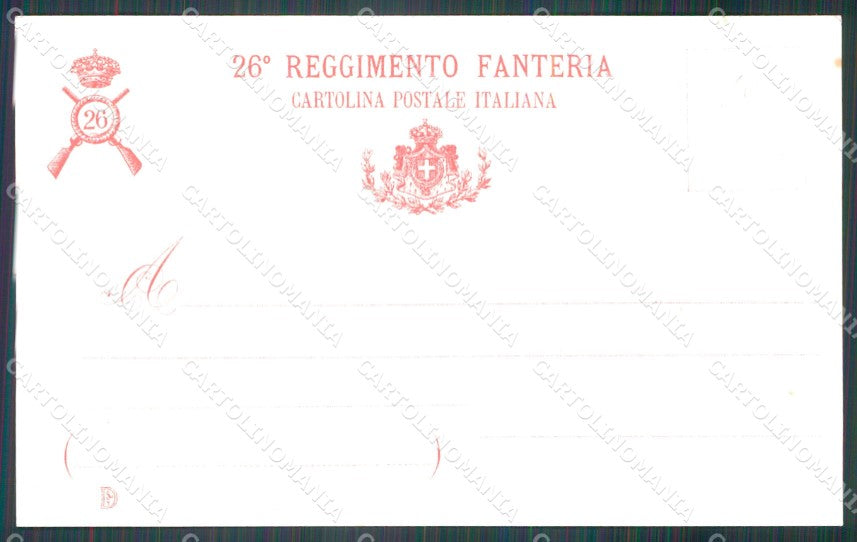 Militari 26º Reggimento Fanteria cartolina XF0090 – retro