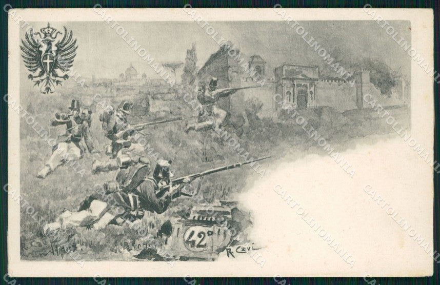 Militari 42º Reggimento Fanteria Cavi cartolina XF0124 – fronte