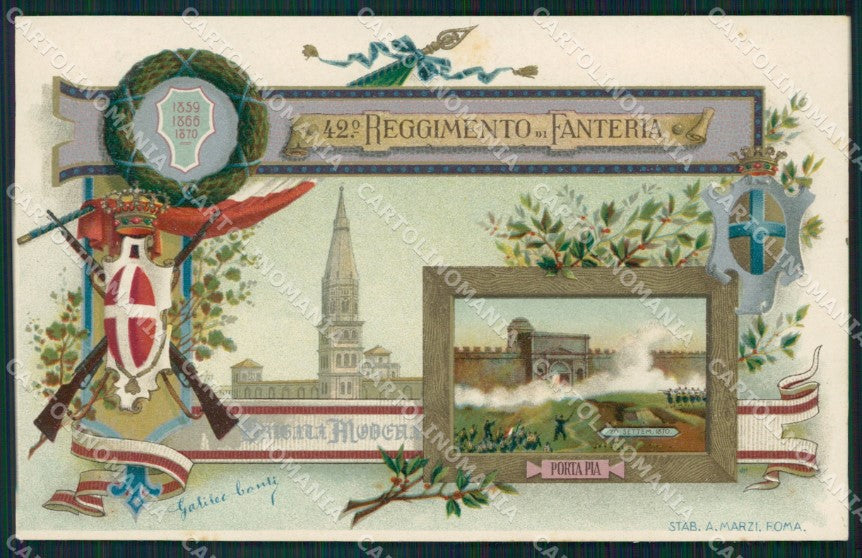 Militari 42º Reggimento Fanteria Brigata Modena Porta Pia Conti cartolina XF0126 – fronte