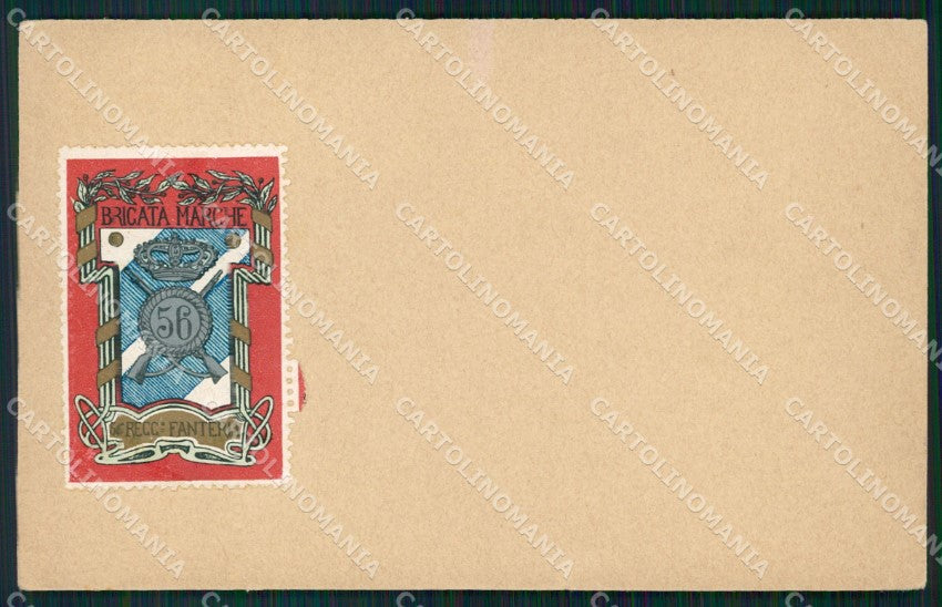 Militari 56º Reggimento Fanteria Brigata Marche cartolina XF0149 – fronte