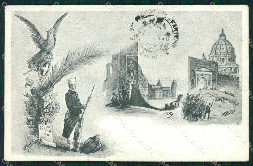 Militari 57º Reggimento Fanteria Pisa cartolina XF0156 – fronte