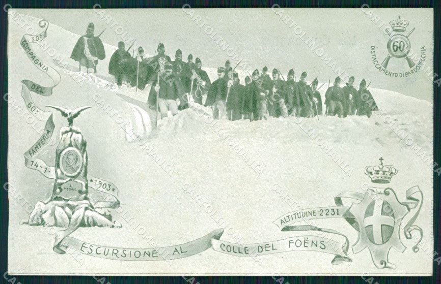 Militari 60º Reggimento Fanteria Distaccamento Bardonecchia cartolina XF0159 – fronte