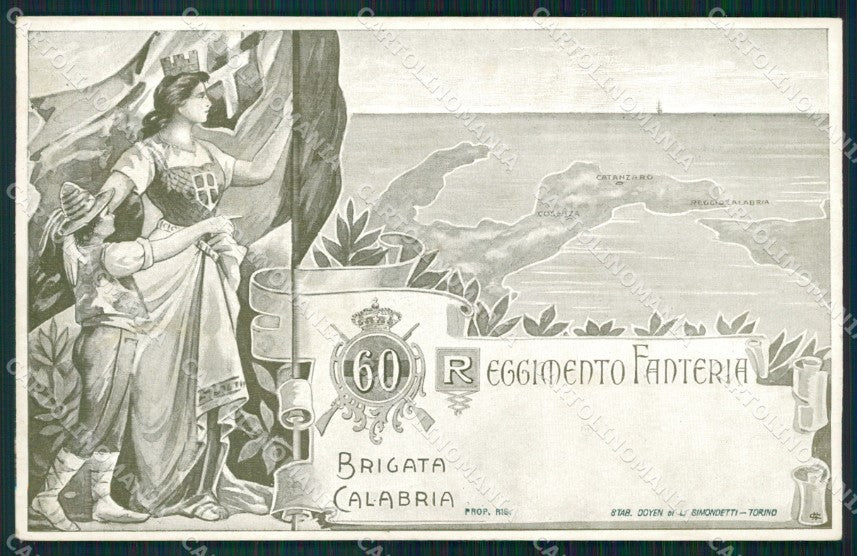 Militari 60º Reggimento Fanteria Brigata Calabria cartolina XF0163 – fronte