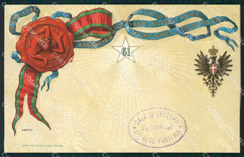 Militari 61º Reggimento Fanteria Giordano cartolina XF0165 – fronte
