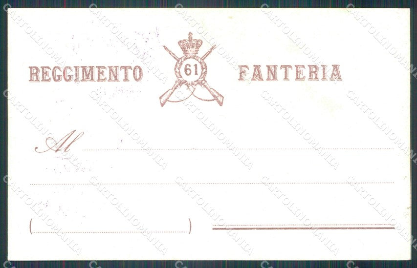Militari 61º Reggimento Fanteria Giordano cartolina XF0165 – retro