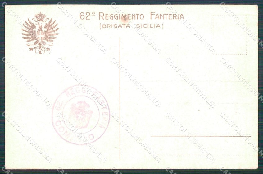 Militari 62º Reggimento Fanteria Guglielmi cartolina XF0167 – retro