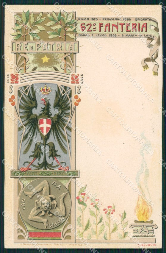Militari 62º Reggimento Fanteria Giunchi cartolina XF0169 – fronte