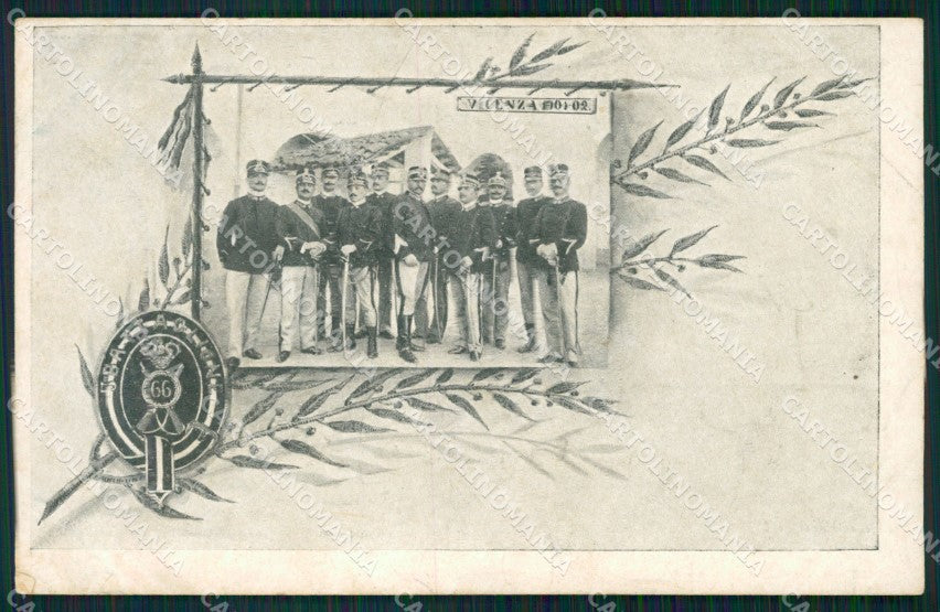 Militari 66º Reggimento Fanteria Vicenza III Battaglione cartolina XF0178 – fronte