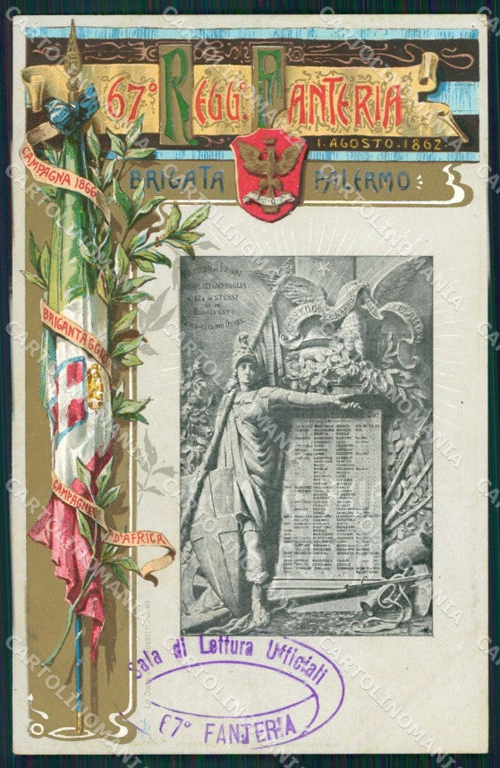Militari 67º Reggimento Fanteria Brigata Palermo cartolina XF0185 – fronte